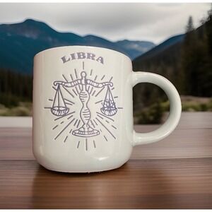 Wild Sage LIBRA Zodiac Astrology Teal Debossed Double Sided Coffee Mug‎ Cup Gift